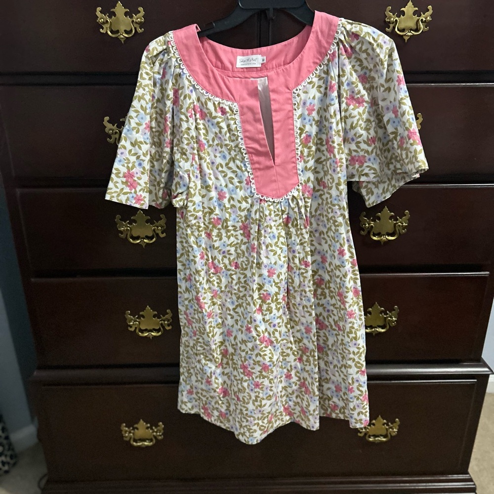 Charming Pink and White Floral Kids Dress